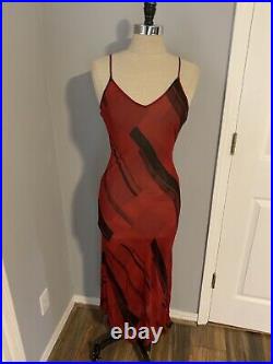 Vintage 90s Y2K Victorias Secret Silk Sheer Maxi Slip Dress Asymmetric Cut Out