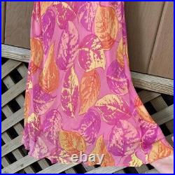 Vintage 90s/Y2k Betsey Johnson Silk Leaf Print Slip-Style Dress Sz M