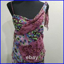 Vintage 90s Y2k Silky Mesh Two Piece Coord Matching Set Slip Dress Large 2000s
