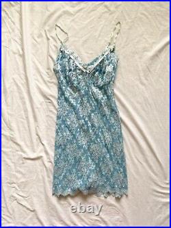 Vintage 90s claire pettibone blue lace mini slip dress sheer large