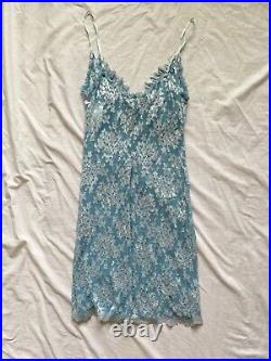 Vintage 90s claire pettibone blue lace mini slip dress sheer large