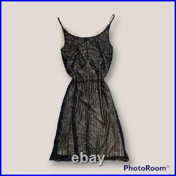 Vintage 90s elegant vampy goth silk sequin dress Size 6