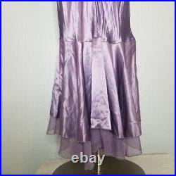 Vintage 90s y2k Satin Chiffon Ruffle Slip Prom Maxi Mermaid Dress 7/8 4