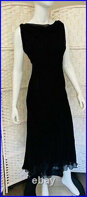 Vintage ALBERTA FERRETTI Black Chiffon X Cross Lined Dress