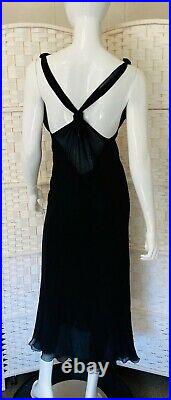 Vintage ALBERTA FERRETTI Black Chiffon X Cross Lined Dress