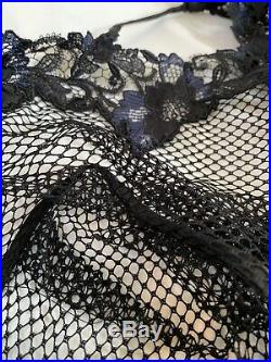Vintage Agent Provocateur Eliza Dress Slip Black Fishnet Blue Detail AP 3 BNWT