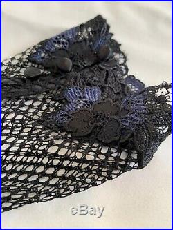 Vintage Agent Provocateur Eliza Dress Slip Black Fishnet Blue Detail AP 3 BNWT