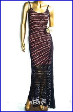 Vintage Alaia Nude Pink Slip, Black Lace Fishtail Bustier Gown Long Dress