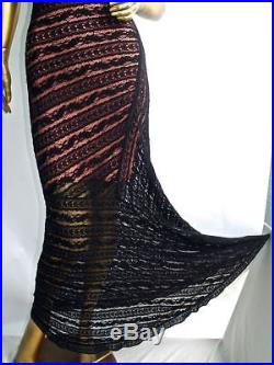 Vintage Alaia Nude Pink Slip, Black Lace Fishtail Bustier Gown Long Dress