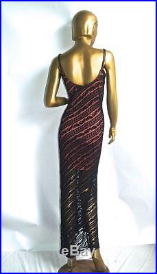 Vintage Alaia Nude Pink Slip, Black Lace Fishtail Bustier Gown Long Dress- S