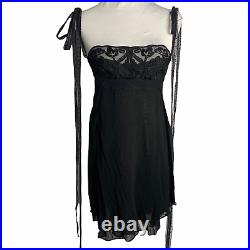 Vintage Alberta Ferretti Lingerie Slip Dress 6 Black Sheer Chiffon Underwire
