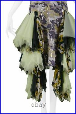 Vintage Alexander Mcqueen Green Camo Sequin Evening Gown Aw 2001