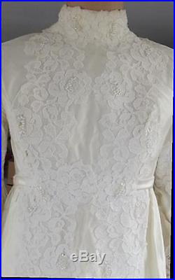 Vintage Alfred Angelo Ivory Lace Wedding Dress- Veil- Half Slip Size 12