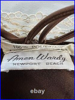 Vintage Amen Wardy Women's Lace & Satin Brown Slip Maxi Dress