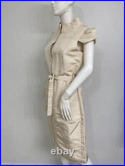 Vintage American Designer Peach Nude Heavy Silk Faille Casual Dress Made US 10