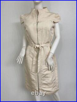 Vintage American Designer Peach Nude Heavy Silk Faille Casual Dress Made US 10