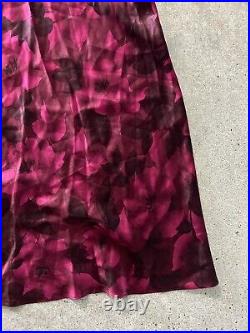 Vintage Anne Klein Magenta Floral Silk Y2K Slip Dress Sz L