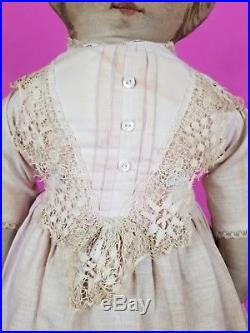 Vintage/Antique Art Fabric Print Rag Cloth Doll Original Slip NY 27 Nice Dress