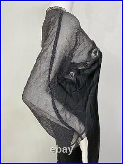 Vintage Antique Jean Harlow Nightgown Dress Bias Cut Silk Satin Chiffon Lace S/M
