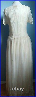 Vintage April Cornell CORNELIA Dress 2 Pc Slip Dress / Ivory Tulle / Size S M