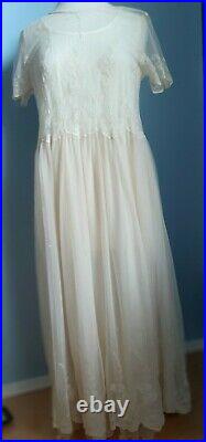 Vintage April Cornell CORNELIA Dress 2 Pc Slip Dress / Ivory Tulle / Size S M