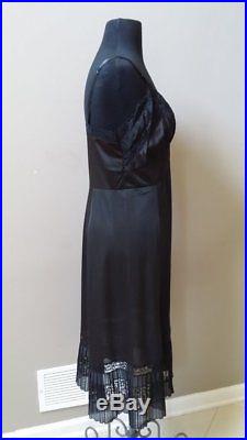 Vintage Aristocraft Superior extra fancy bombshell black nylon full slip dress