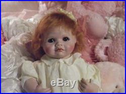 Vintage Artist Made Porcelain Baby Doll withRed Mohair Wig Vintage Baby Dress Slip