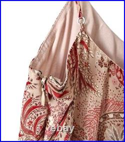 Vintage BCBGMAXAZRIA Beige Paisley Silk Ruffle Slip Maxi Dress Size UK 16 US 12