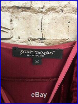 Vintage BETSEY JOHNSON Red Crushed Velvet Slip Dress Stretch M Midi 90s