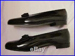 Vintage BROOKS BROTHERS patent bow slip on opera loafers dress shoes 10 E NWB