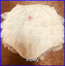 Vintage Baby Girl Ivory Christening Dress Set WithJacket Slip Bloomers and Bonnet