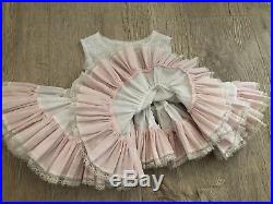 Vintage Baby Toddler Girl Pink Ruffle Lace Slip Petticoat Party Dress Full Skirt