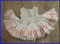 Vintage Baby Toddler Girl Pink Ruffle Lace Slip Petticoat Party Dress Full Skirt