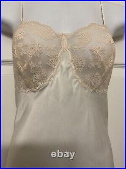 Vintage Bali Slip Dress Ivory Lace Lingerie Silk & Nylon Scalloped Women's Sz 34