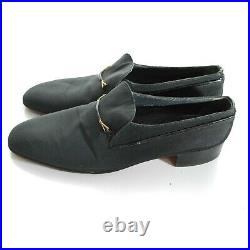 Vintage Bally Men Designer Size 10.5 Slip On Loafer Driving Smoking Black Shoes
