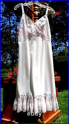 Vintage Barbara Lee Sz 40 Petal Pink Nightie Full Dress Slip Nylon & Trim Lace