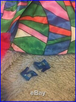 Vintage Barbie Rainbow Wraps #1798 Dress Shawl Slip Blue T Strap Shoes 1970 Mod