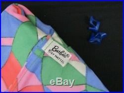 Vintage Barbie Rainbow Wraps #1798 Dress Shawl Slip Blue T Strap Shoes Complete