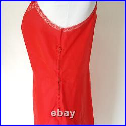 Vintage Barbizon Traffeda Taffeta Full Slip Size 16 S/M Red Pleated Hem Chemise