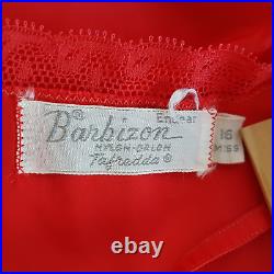 Vintage Barbizon Traffeda Taffeta Full Slip Size 16 S/M Red Pleated Hem Chemise