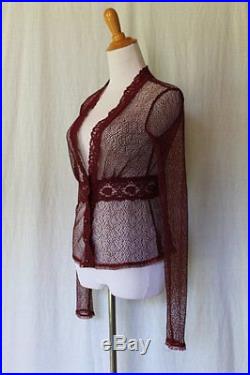 Vintage Betsey Johnson 3 piece Burgundy Victorian Style Slip Gown & Jacket XS P
