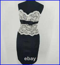 Vintage Betsey Johnson 6 Evening Black White Lace Slip Dress Silk 1990s Sexy