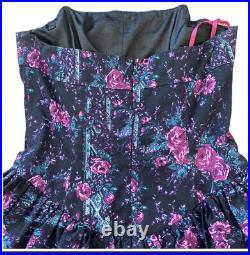 Vintage Betsey Johnson 6 Roses Print Floral Dress Size 80s Ruffle 90s Retro