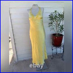 Vintage Betsey Johnson 90 2000 y2K silk halter maxi dress backless gown Gold