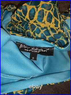 Vintage Betsey Johnson 90 2000 y2k 100% Silk Animal Print Midi Slip Dress Bias S