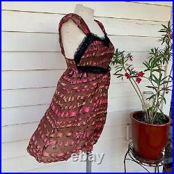 Vintage Betsey Johnson 90 2000 y2k 100 Silk Lace Babydoll Slip Bow sweet Dress S