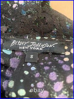 Vintage Betsey Johnson 90 2000 y2k Dot Midi Silk Slip Dress Pattern Lace Goth S