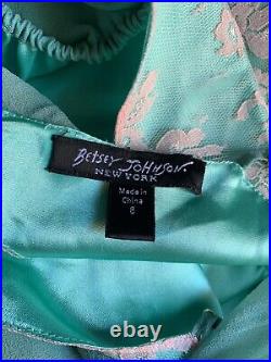 Vintage Betsey Johnson 90 2000 y2k Dress Midi Slip Silk Lace Tie Floral Sheer