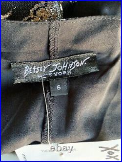Vintage Betsey Johnson 90 2000 y2k Dress Midi Slip Silk NEW Silver Lace Metallic