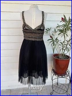 Vintage Betsey Johnson 90 2000 y2k Dress Midi Slip Silk Sheer Grecian Floral Gol